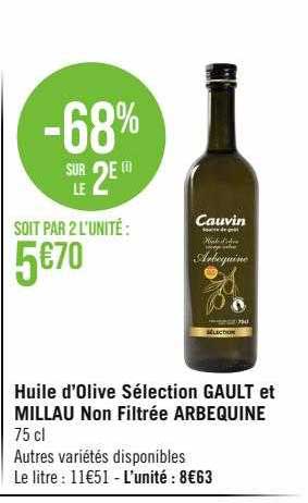 huile d'olive sélection gault et millau non filtrée arbequine