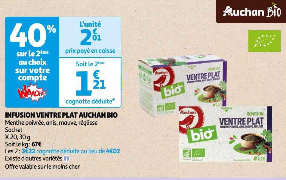 infusion ventre plat auchan bio