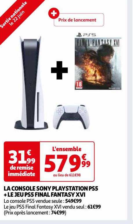 la console sony playstation ps5 + le jeu ps5 final fantasy XVI