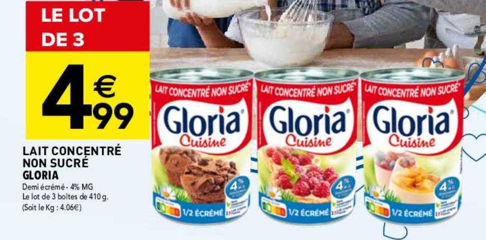 lait concentré non sucré gloria