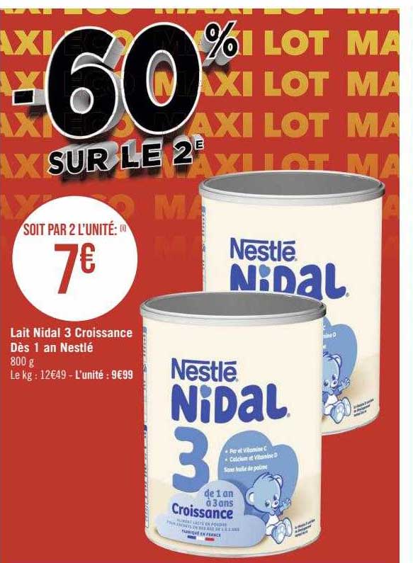 lait nidal 3 croissance dès 1 ans nestlé