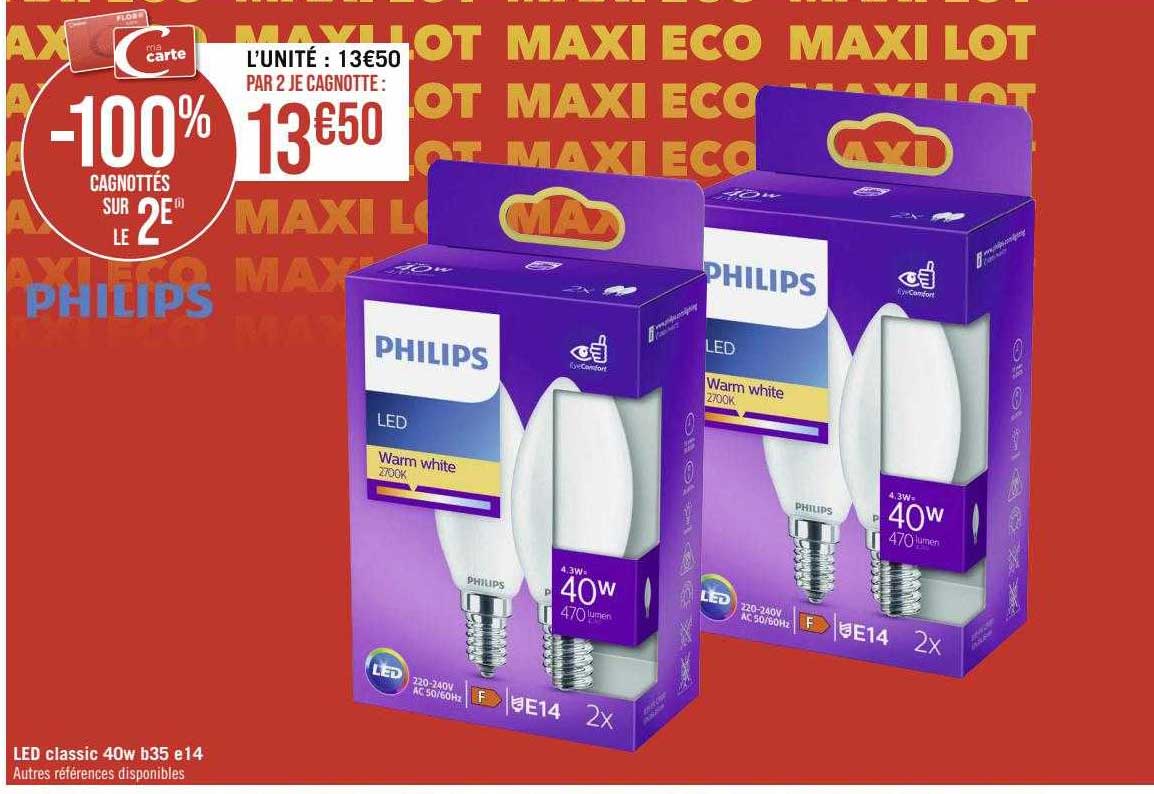 led classic 40w b35 et 14