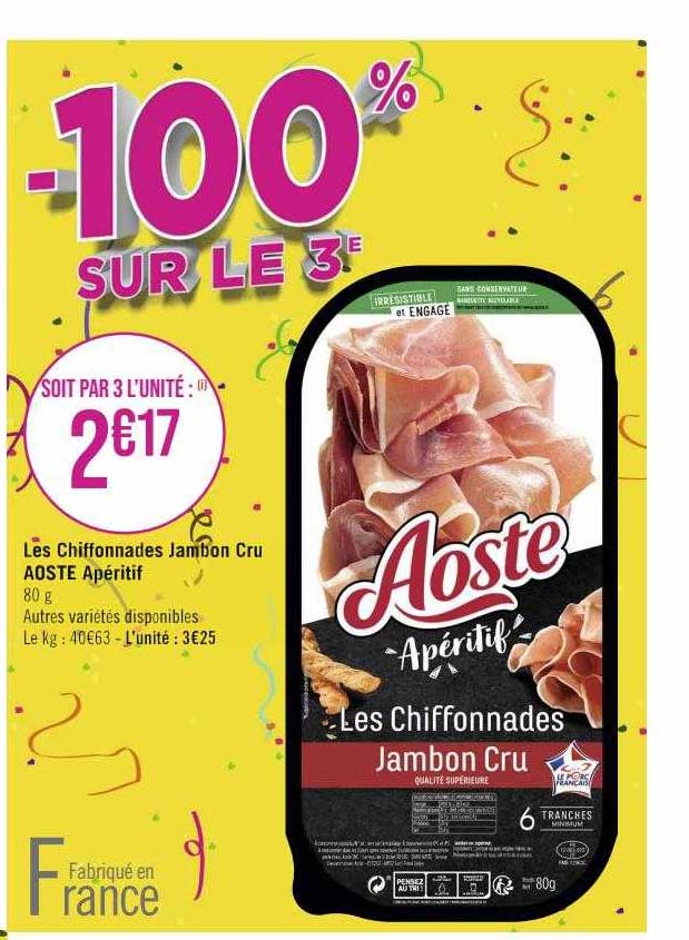 Les Chiffonnades Jambon Cru Aoste Apéritif