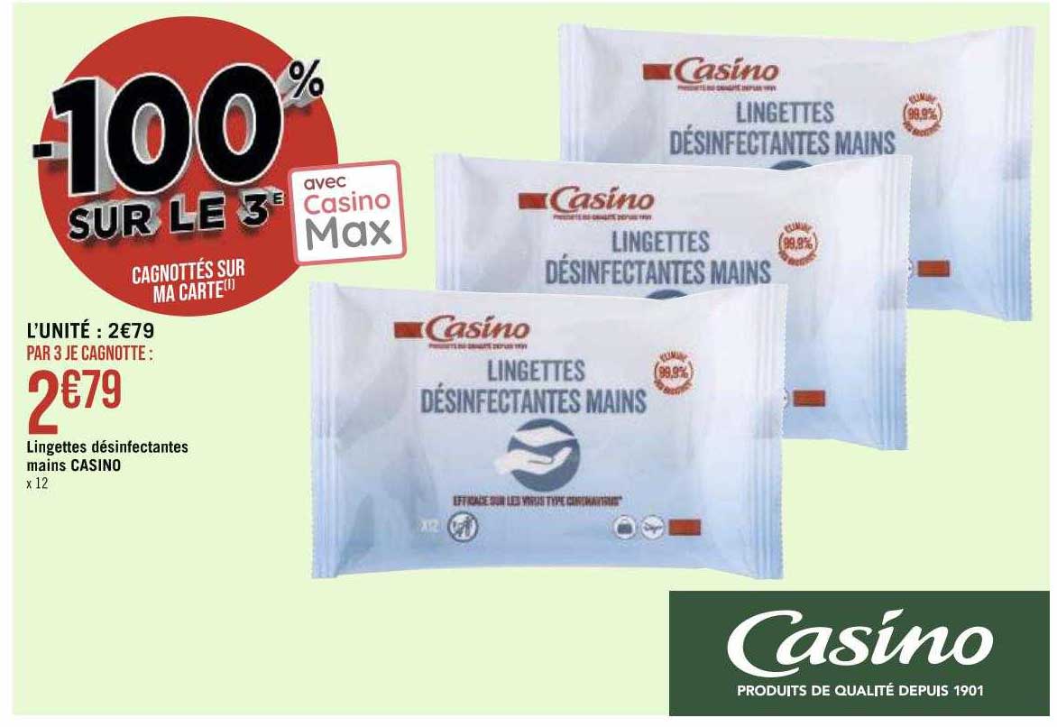 Lingettes Désinfectantes Mains Casino