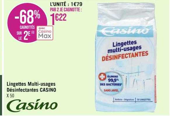 Lingettes Multi-usages Désinfectantes Casino