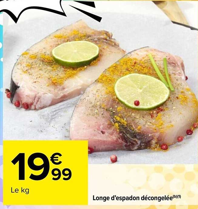 longe d'espadon décongelée