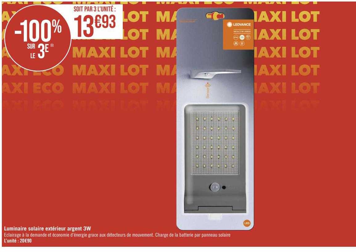 Luminaire Solaire Extérieur Argent 3w