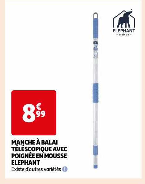Manche à Balai Télescopique Avec Poignée En Mousse éléphant