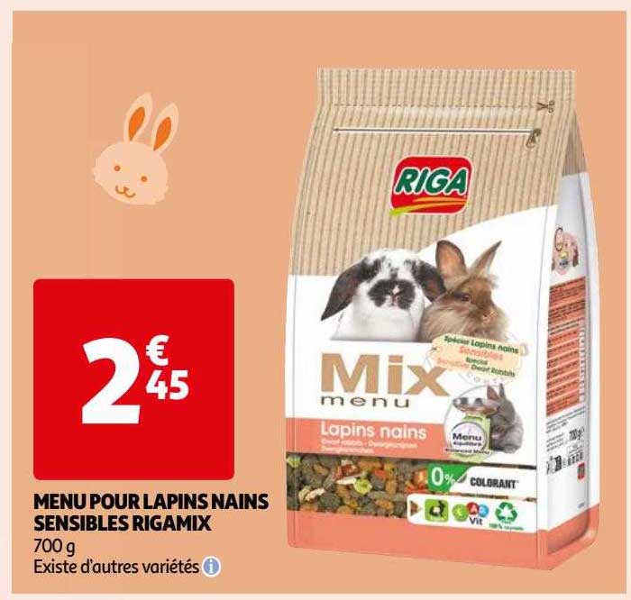 menu pour lapins nains sensibles rigamix