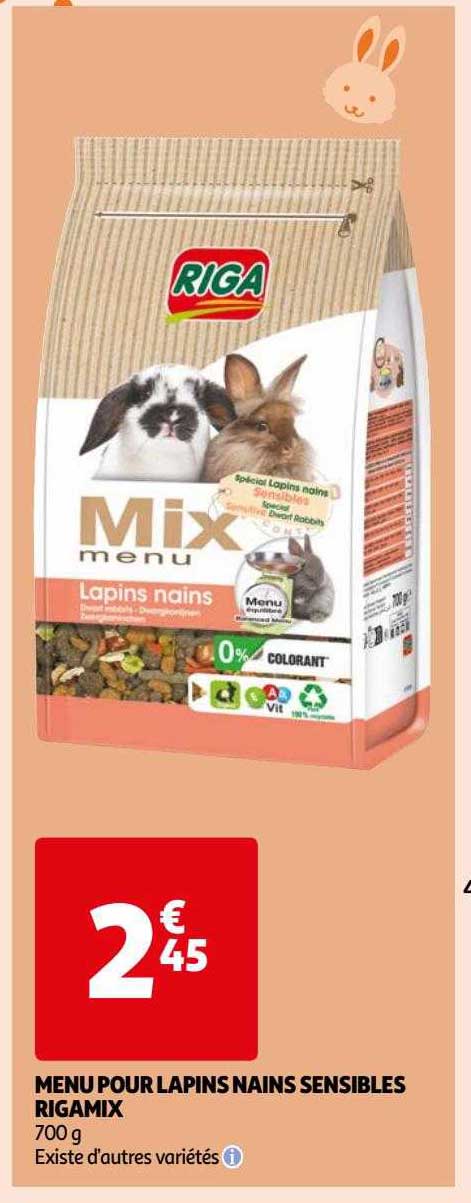 menu pour lapins nains sensibles rigamix