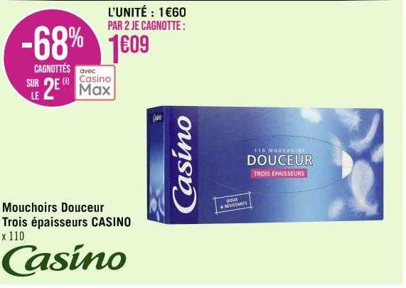 mouchoirs douceur trois épaisseurs casino