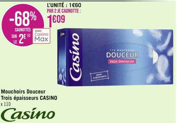 mouchoirs douceur trois épaisseurs casino