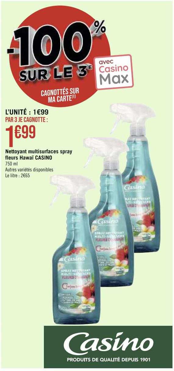 nettoyant multisurfaces spray fleurs hawaï casino