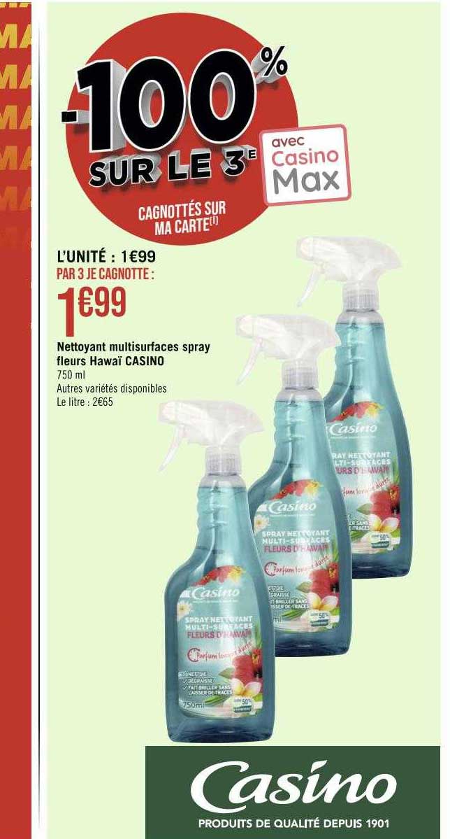 nettoyant multisurfaces spray fleurs hawaï casino