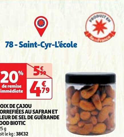 noix de cajou torréfiées au safran et fleur de sel de guérande food biotic