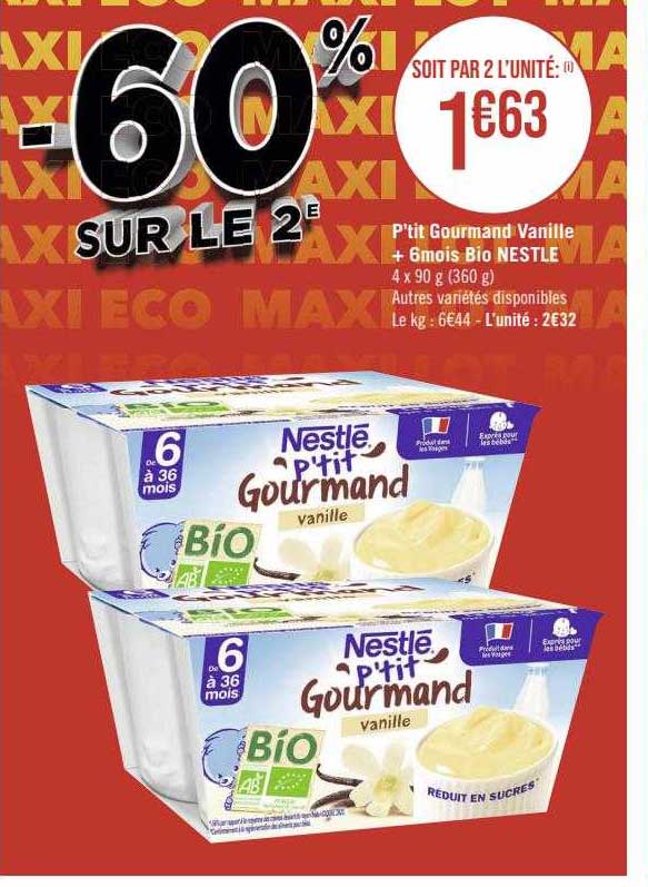 P'tit Gourmand Vanille + 6 Mois Bio Nestlé
