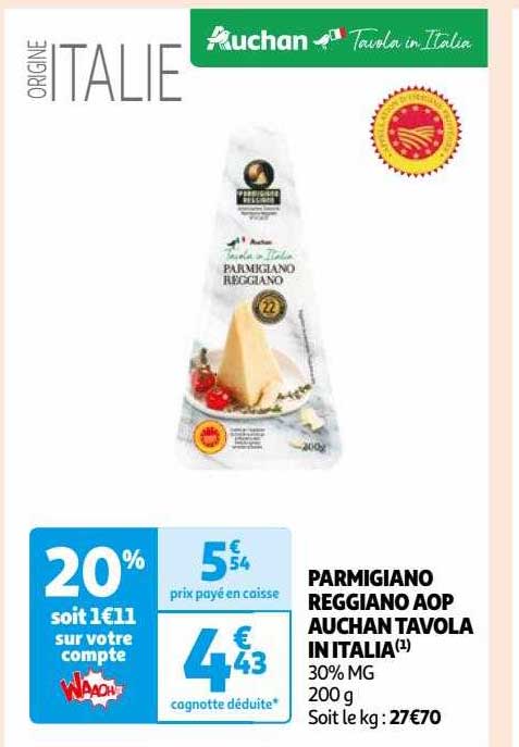Parmigiano Reggiano Aop Auchan Tavola In Italia
