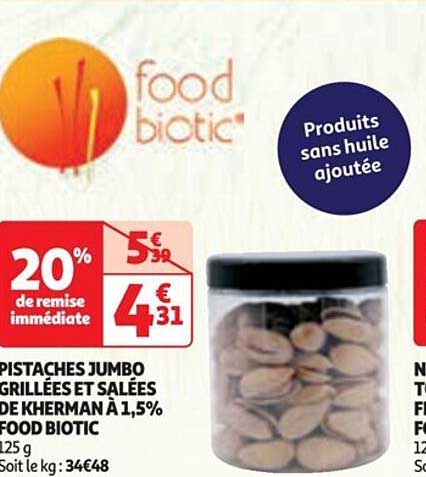 pistaches jumbo grillées et salées de kherman à 1,5% food biotic
