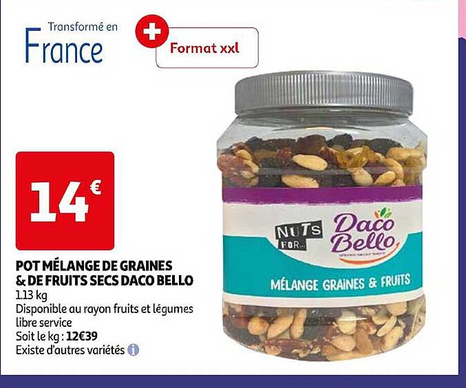 pot mélange de graines & de fruits secs daco bello