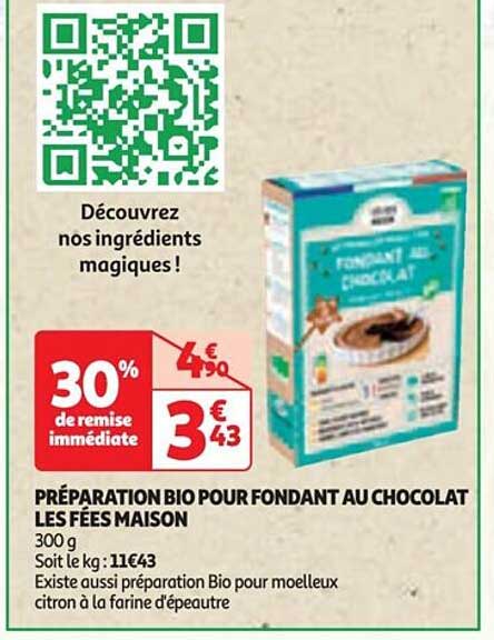 préparation bio pour fondant au chocolat les fées maison