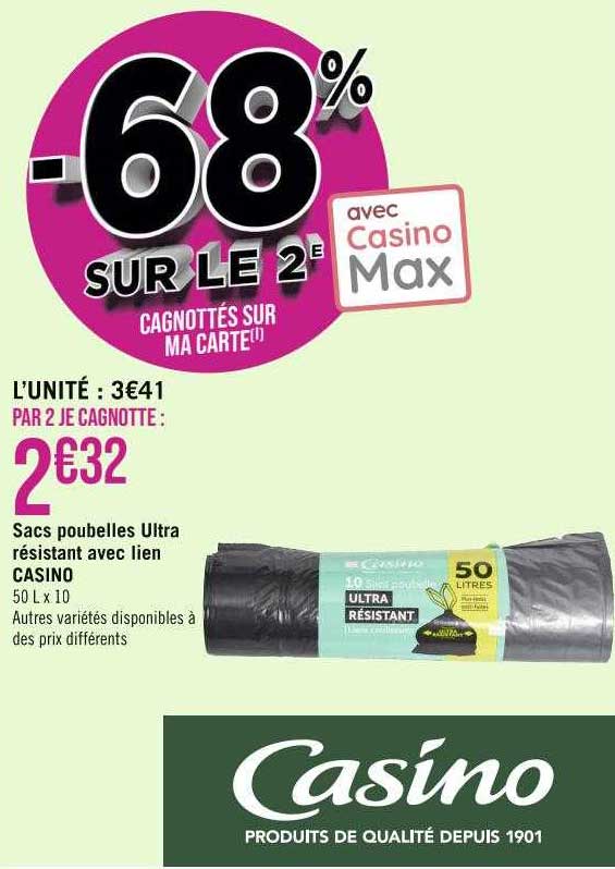sacs poubelles ultra résistant avec lien casino