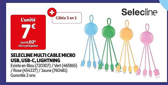 selecline multi cable micro usb, usb-c, lightning