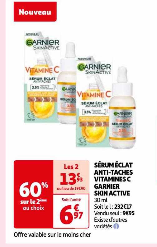 sérum éclat anti-taches vitamines c garnier skin active