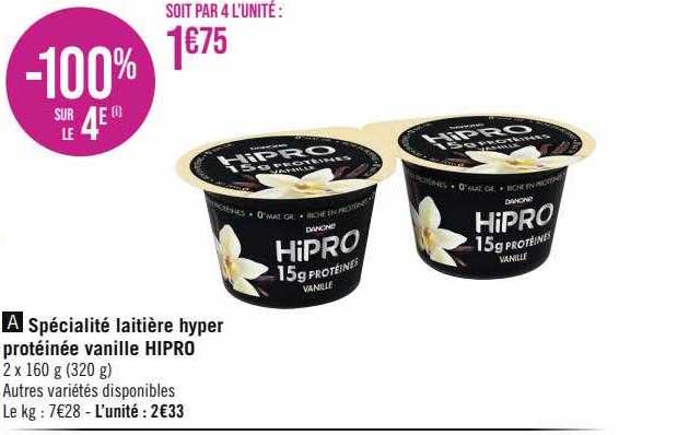 spécialité laitière hyper protéinée vanille hipro