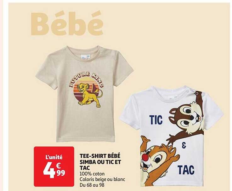 tee-shirt bébé simba ou tic et tac