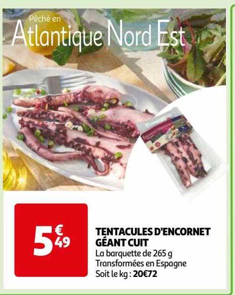 tentacules d'encornet géant cuit