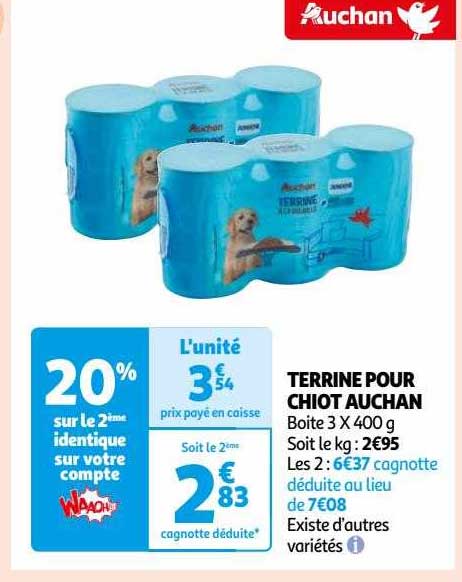 terrine pour chiot auchan
