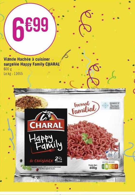 viande hachée à cuisiner surgelée happy family charal