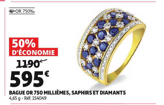 bague or 750 millièmes saphirs et diamants