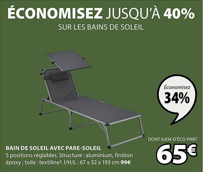 bain de soleil avec pare soleil