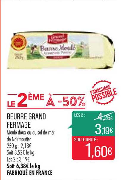 beurre grand fermage le 2ème à -50%