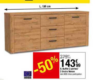Buffet 2 Portes 3 Tiroirs Nevan