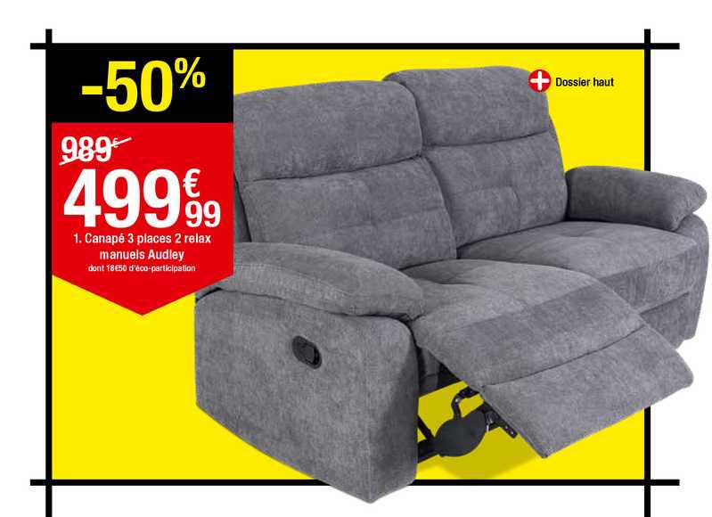 canapé 3 places 2 relax manuels audley
