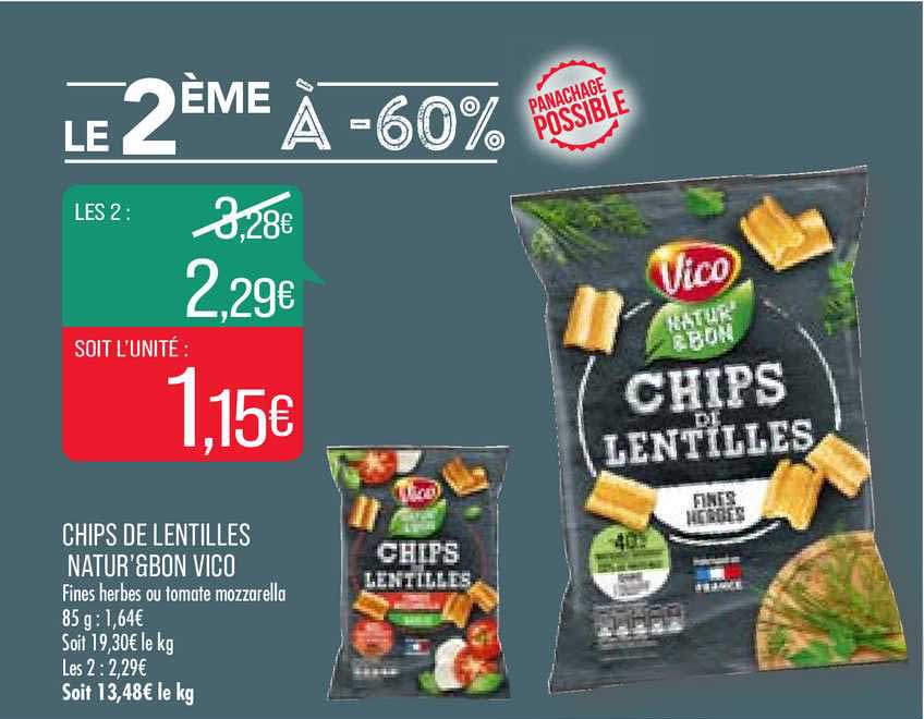 Chips De Lentilles Natur'&bon Vico Le 2ème à -60%