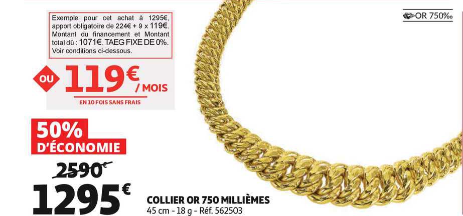 collier or 750 millièmes