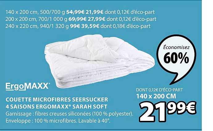 couette microfibres seersucker 4 saisons ergomaxx sarah soft