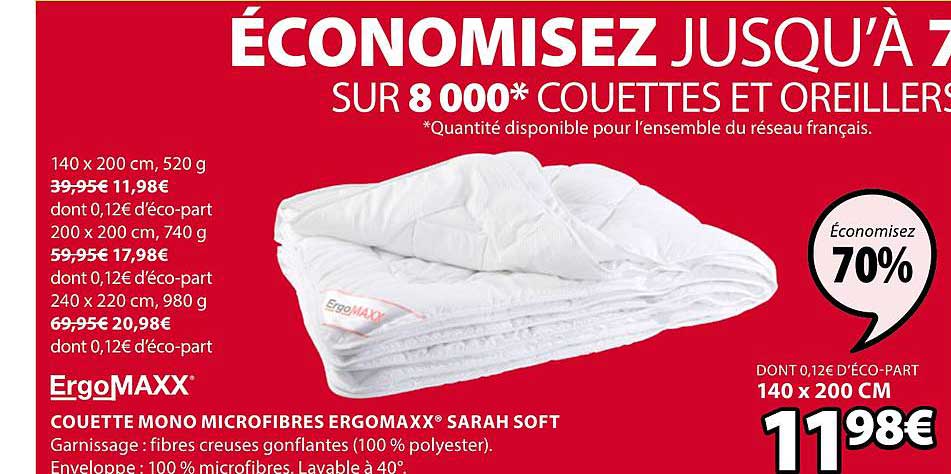 couette mono microfibres ergomaxx sarah soft