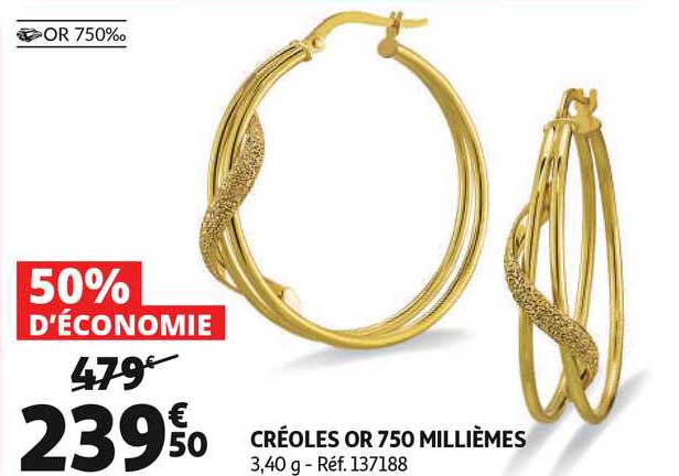créoles or 750 millièmes