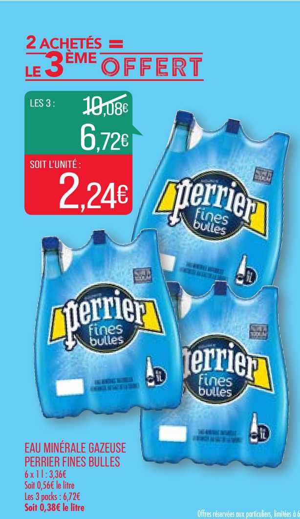 eau minérale gazeuse perrier fines bulles 2 achetés = le 3ème offert