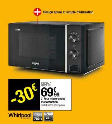 four micro ondes monofonction whirlpool