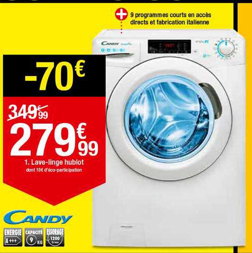 lave linge hublot candy