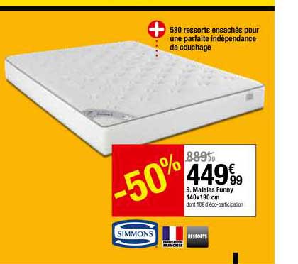 matelas funny 140x190 cm simmons ressorts