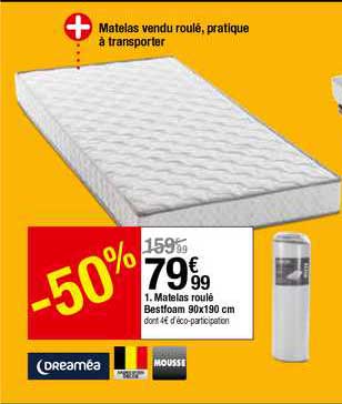 matelas roulé bestfoam 90x190 cm dreaméa mousse