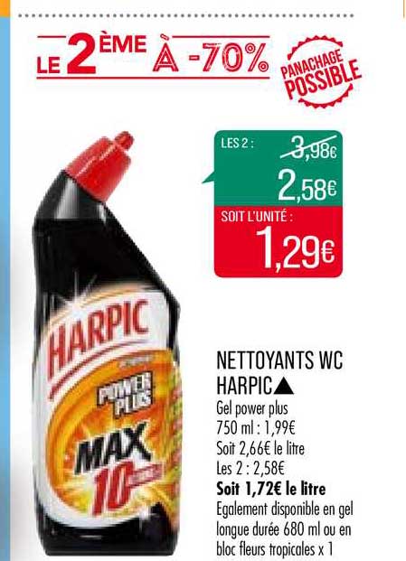nettoyants wc harpic le 2ème à -70%