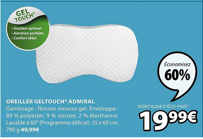 oreiller geltouch admiral