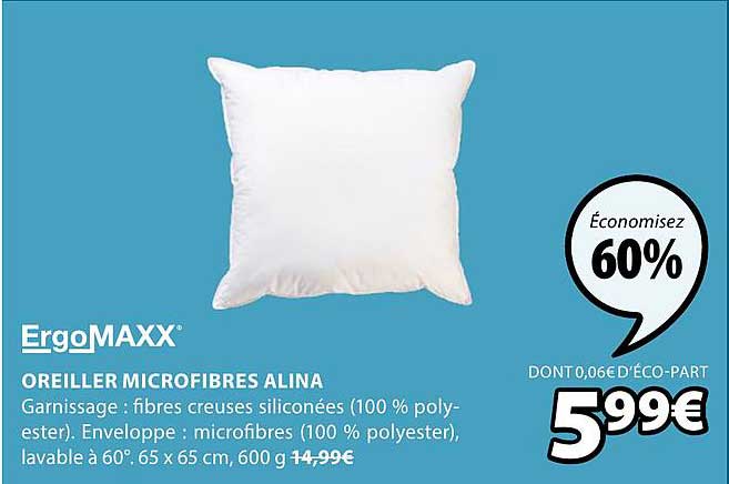 oreiller microfibres alina ergomaxx